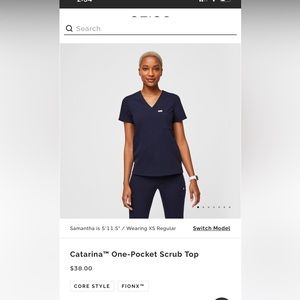 Figs 1 pocket scrub top navy blue